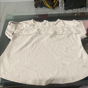Mine Cream Short Sleeve Lace Tee